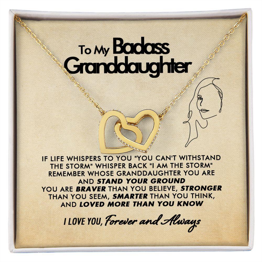 To My Badass Granddaughter - Loved - Interlocking Hearts Necklace - Everyoou