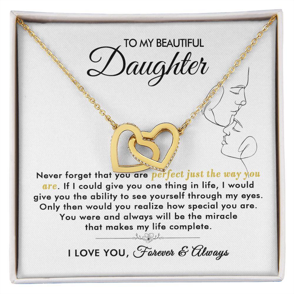 To My Beautiful Daughter - The Way You Are - Interlocking Hearts Necklace - Everyoou