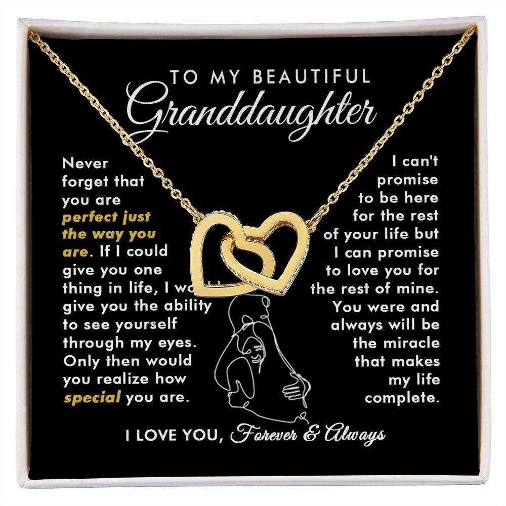 To My Beautiful Granddaughter - Promise - Interlocking Hearts Necklace - Everyoou