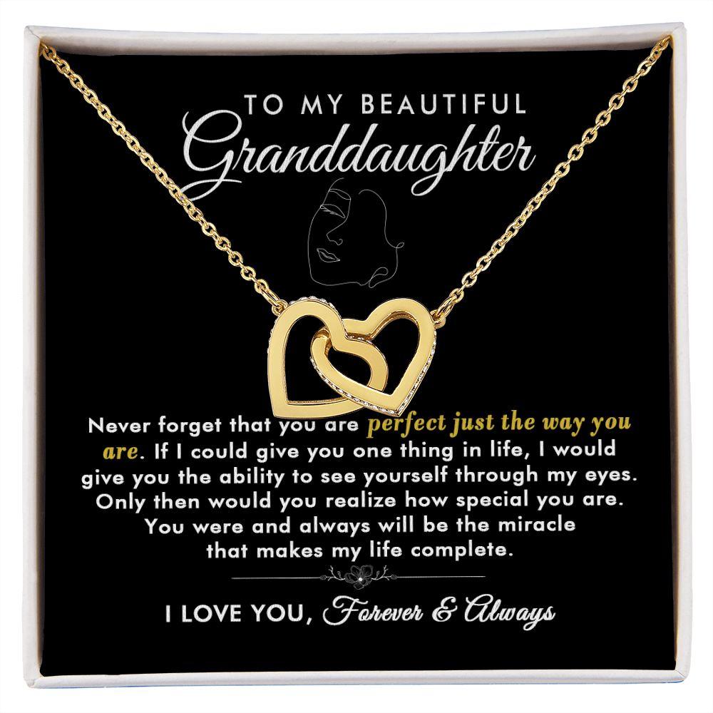 To My Beautiful Granddaughter - Just The Way You are - Interlocking Hearts Necklace - Everyoou