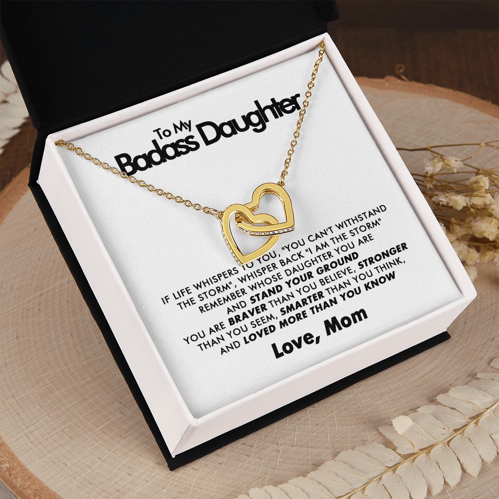 To My Badass Daughter - Interlocking Hearts Necklace - Love Mom - Everyoou