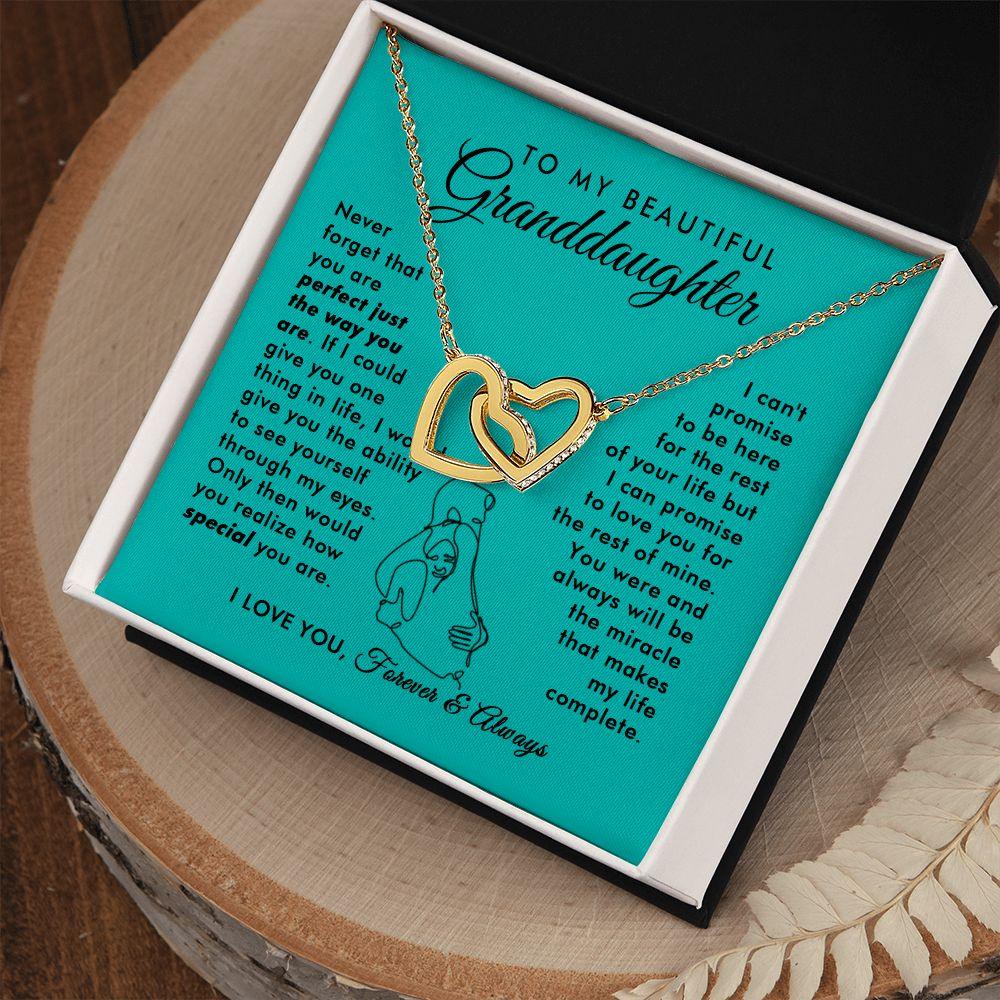 To My Beautiful Granddaughter - Miracle Of My Life - Interlocking Hearts Necklace - Everyoou