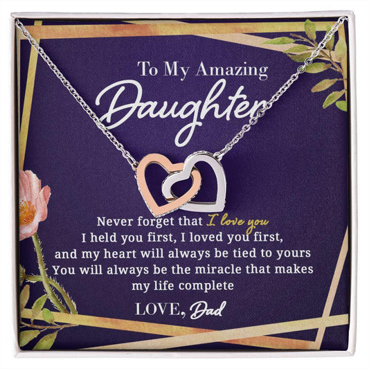 To My Amazing Daughter - Tied To You - Interlocking Hearts Necklace - Everyoou