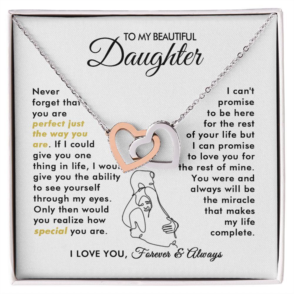 To My Beautiful Daughter - The Way You Are - Interlocking Hearts Necklace - Everyoou