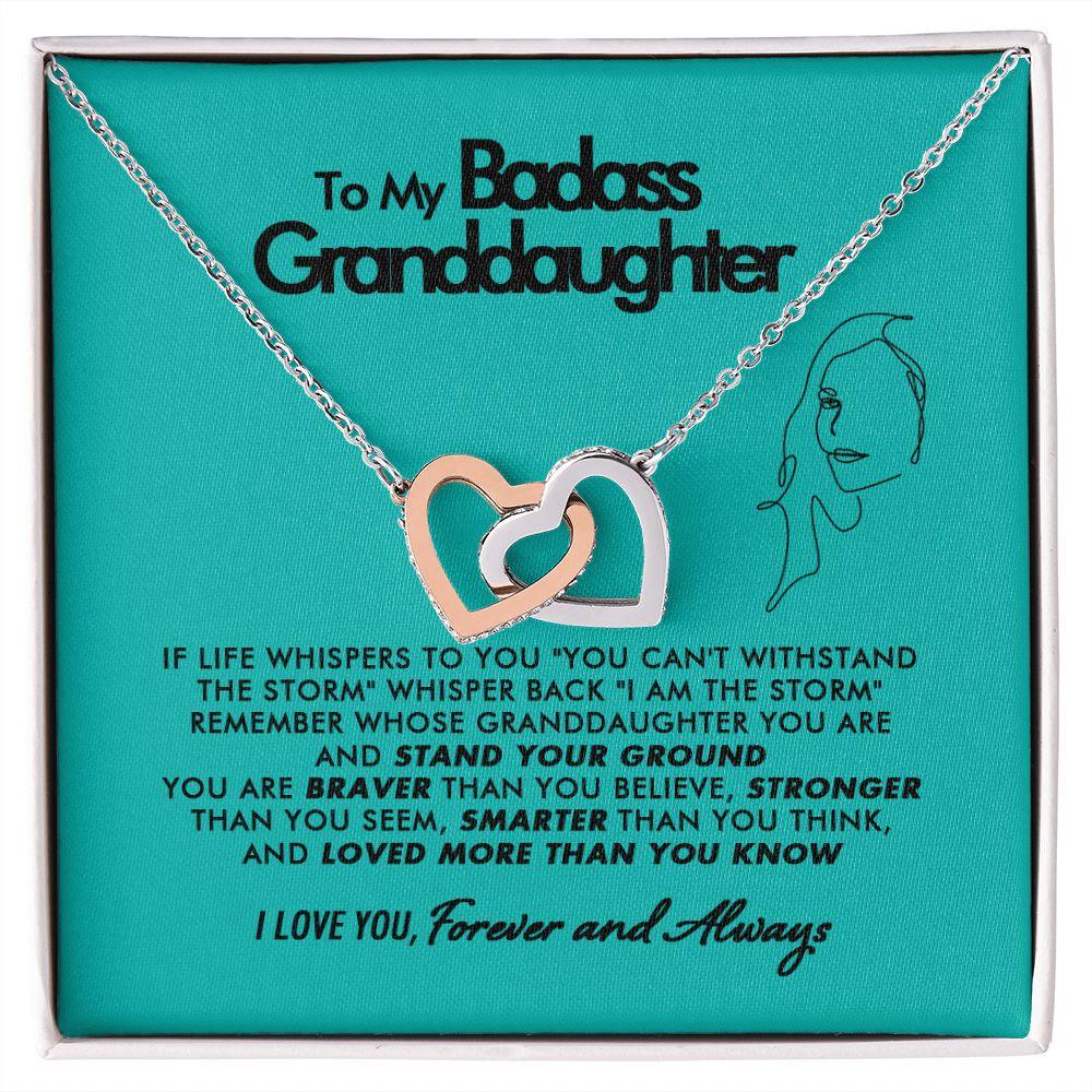 To My Badass Granddaughter - More Than You Know - Interlocking Hearts Necklace - Everyoou