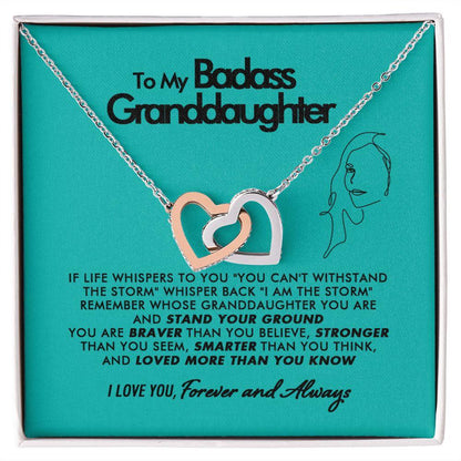 To My Badass Granddaughter - More Than You Know - Interlocking Hearts Necklace - Everyoou
