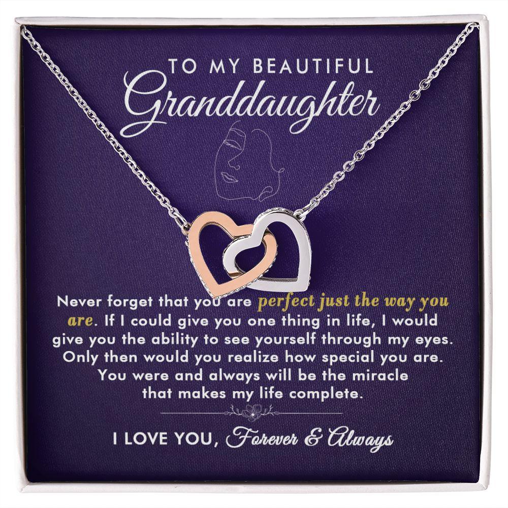 To My Beautiful Granddaughter - Perfect - Interlocking Hearts Necklace - Everyoou