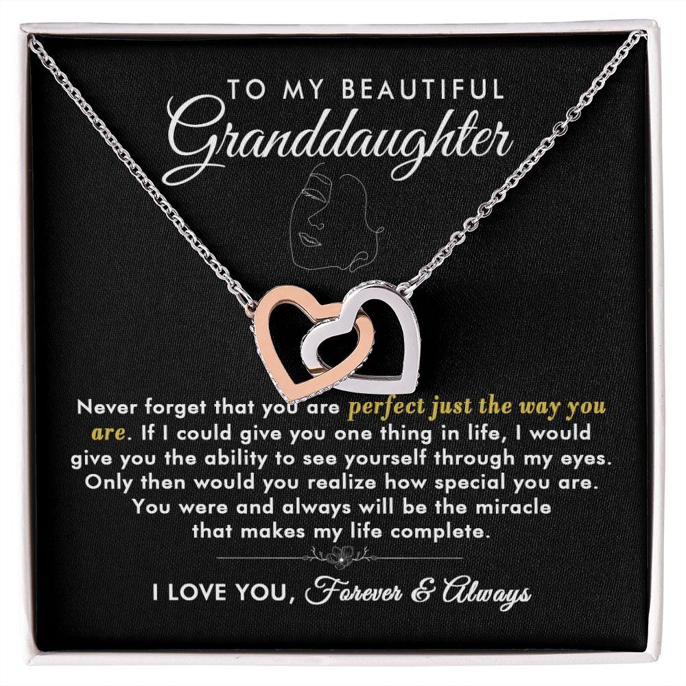To My Beautiful Granddaughter - Just The Way You are - Interlocking Hearts Necklace - Everyoou