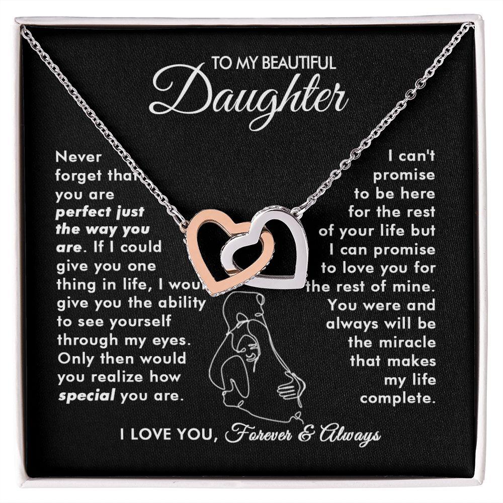 To My Beautiful Daughter - The Way You Are - Interlocking Hearts Necklace - Everyoou
