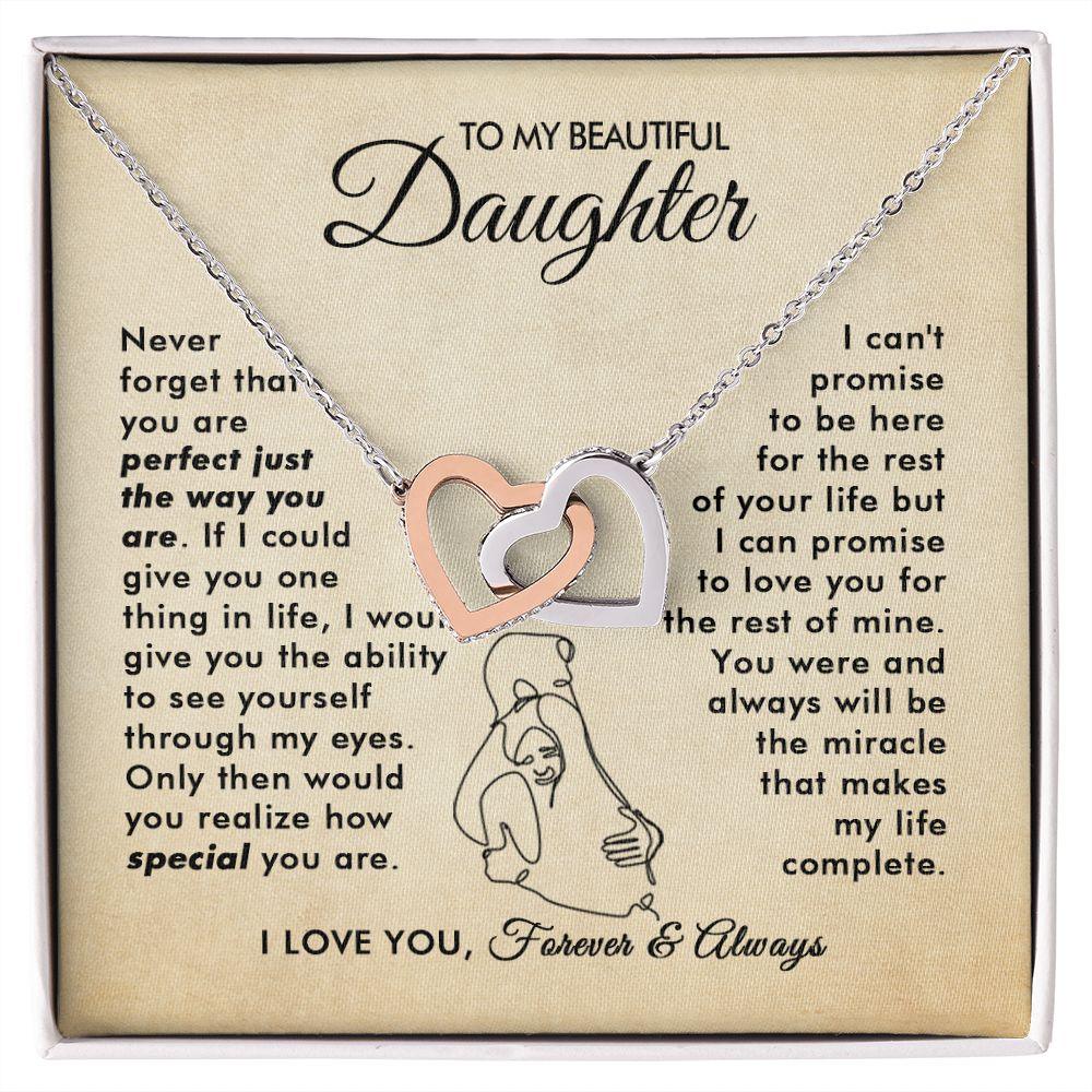 To My Beautiful Daughter - The Way You Are - Interlocking Hearts Necklace - Everyoou