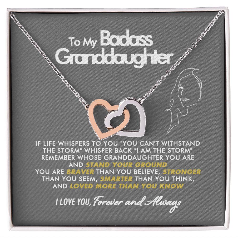 To My Badass Granddaughter - Stronger - Interlocking Hearts Necklace - Everyoou