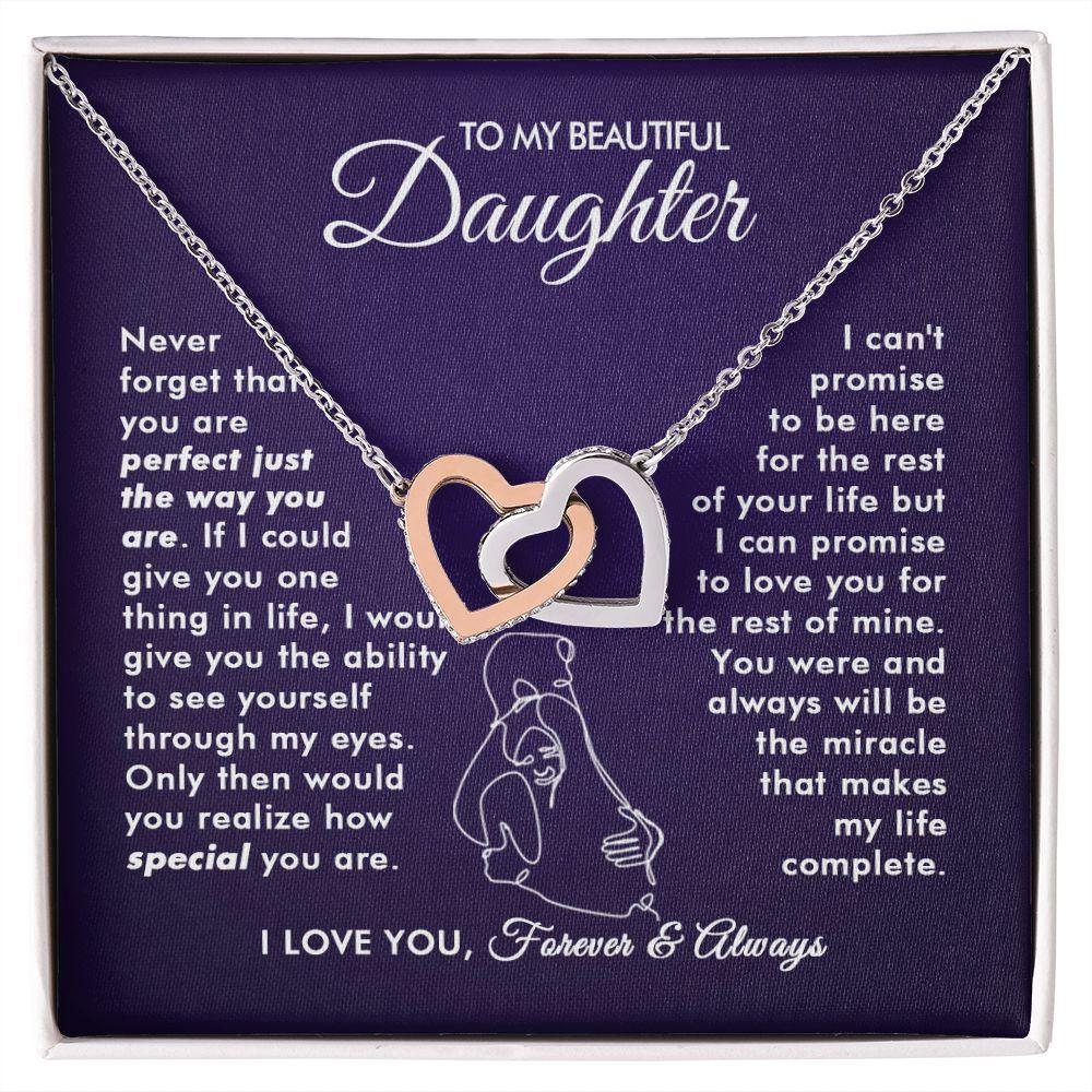 To My Beautiful Daughter - The Way You Are - Interlocking Hearts Necklace - Everyoou