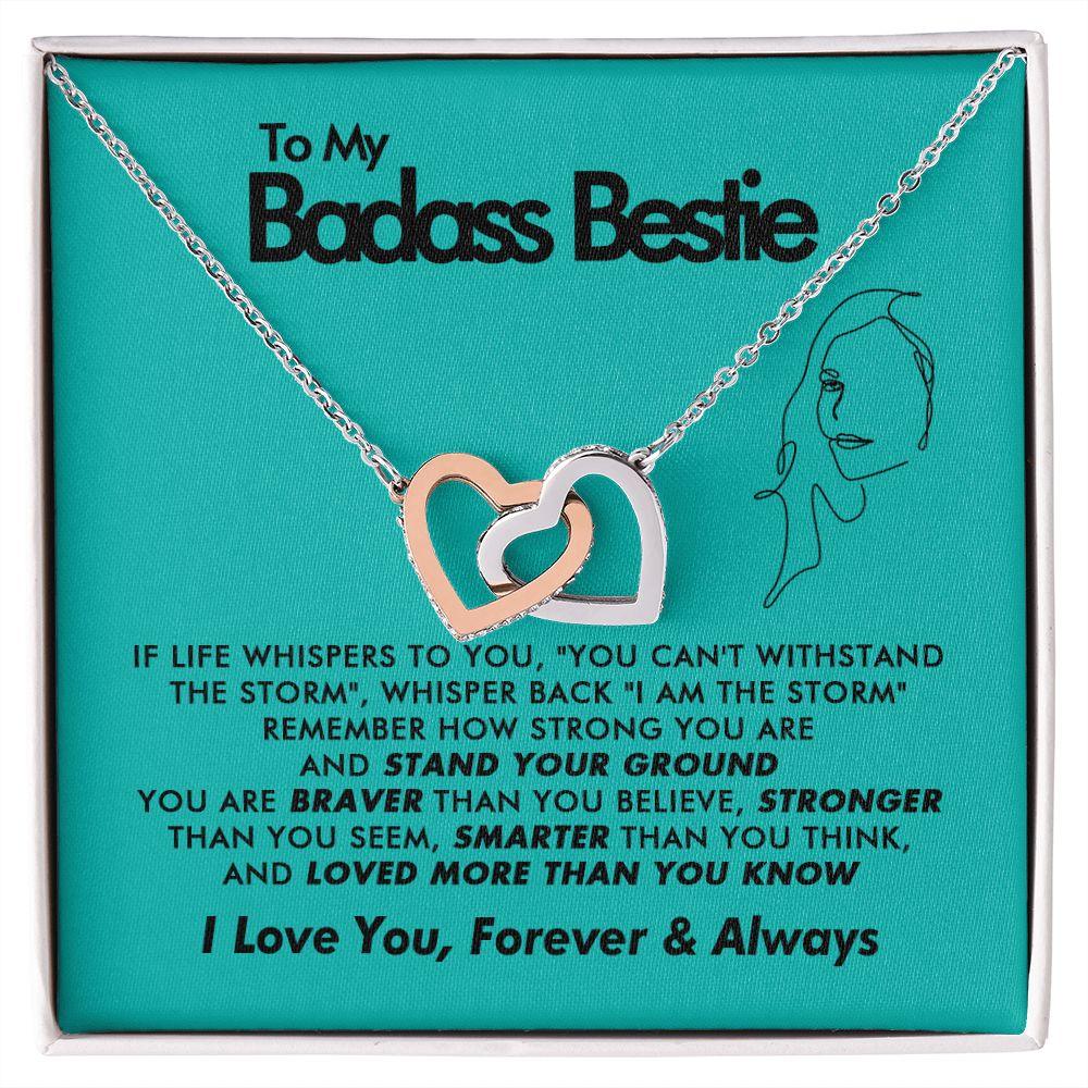 To My Badass Bestie - I Am The Storm - Interlocking Hearts Necklace - Everyoou