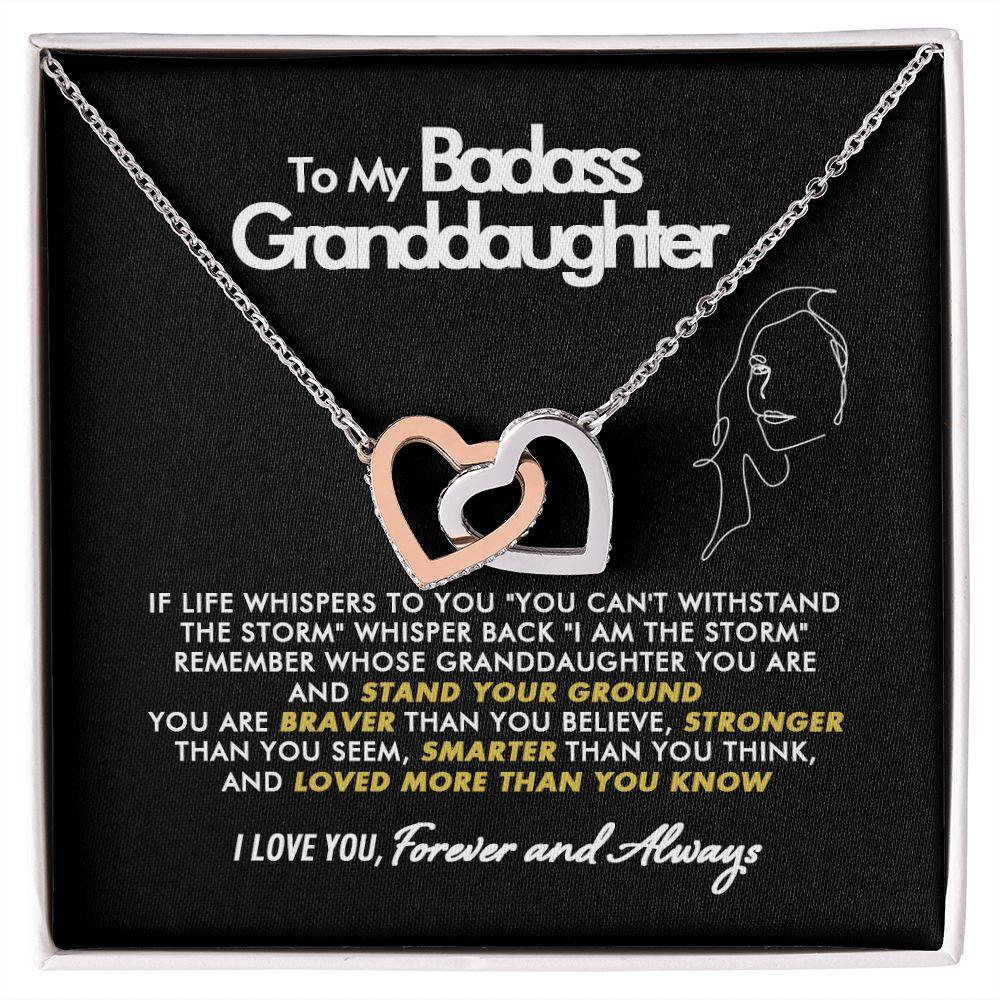 To My Badass Granddaughter - Stand Your Ground - Interlocking Hearts Necklace - Everyoou