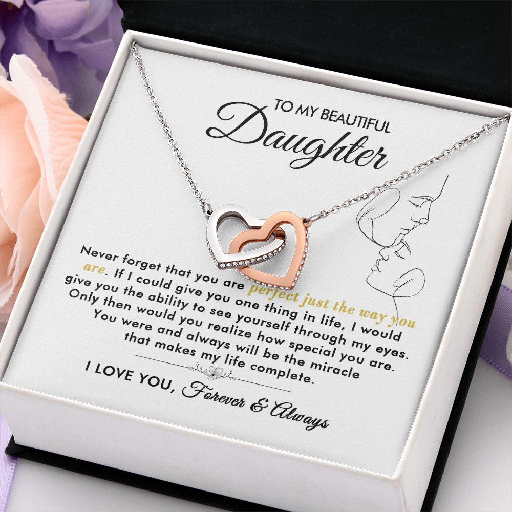 To My Beautiful Daughter - The Way You Are - Interlocking Hearts Necklace - Everyoou