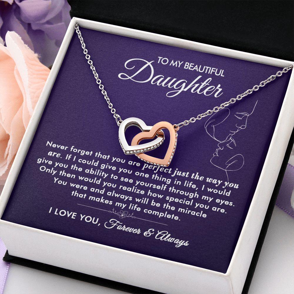 To My Beautiful Daughter - The Way You Are - Interlocking Hearts Necklace - Everyoou