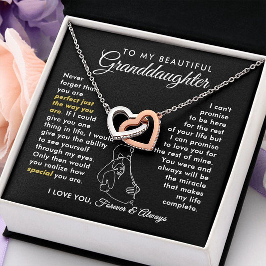 To My Beautiful Granddaughter - Promise - Interlocking Hearts Necklace - Everyoou