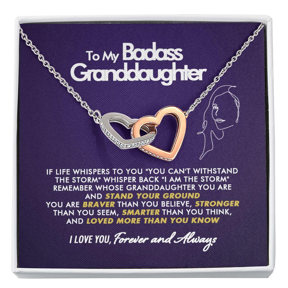To My Badass Granddaughter - Braver - Interlocking Hearts Necklace - Everyoou