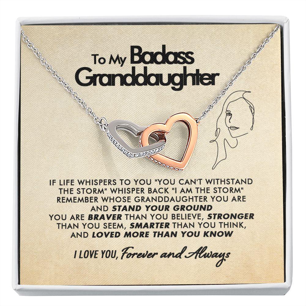 To My Badass Granddaughter - Loved - Interlocking Hearts Necklace - Everyoou