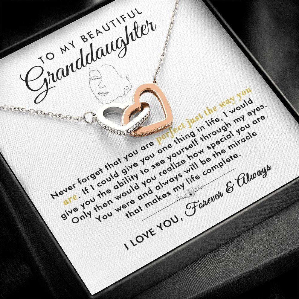 To My Beautiful Granddaughter - Forever - Interlocking Hearts Necklace - Everyoou