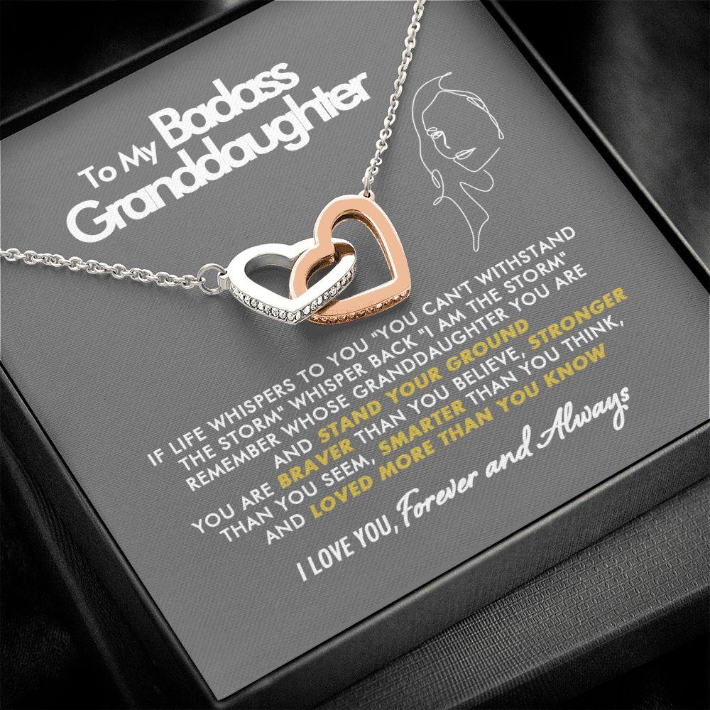 To My Badass Granddaughter - Stronger - Interlocking Hearts Necklace - Everyoou