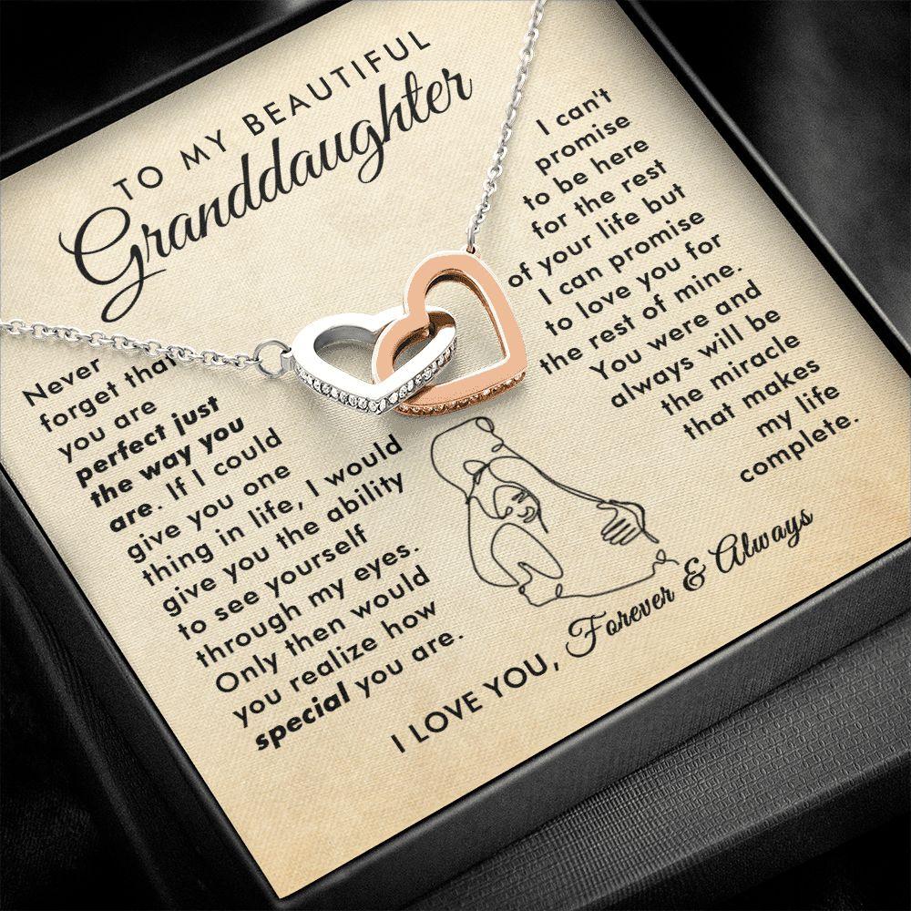 To My Beautiful Granddaughter - Rest Of My Life - Interlocking Hearts Necklace - Everyoou