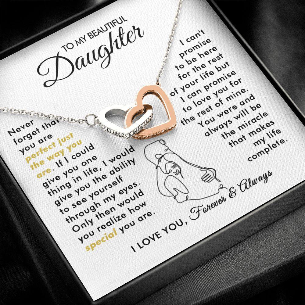 To My Beautiful Daughter - The Way You Are - Interlocking Hearts Necklace - Everyoou