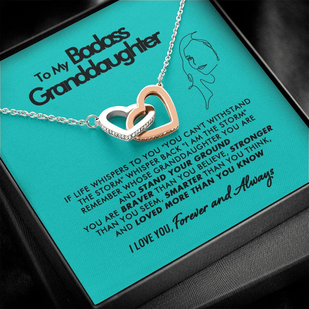 To My Badass Granddaughter - More Than You Know - Interlocking Hearts Necklace - Everyoou