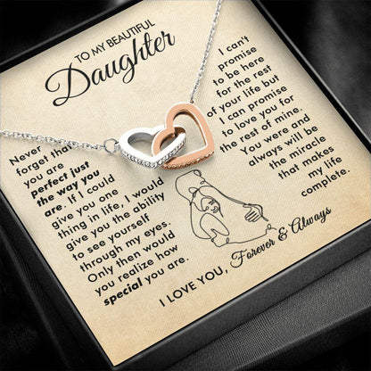 To My Beautiful Daughter - The Way You Are - Interlocking Hearts Necklace - Everyoou
