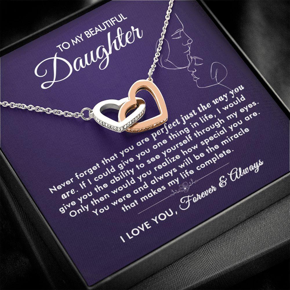 To My Beautiful Daughter - The Way You Are - Interlocking Hearts Necklace - Everyoou
