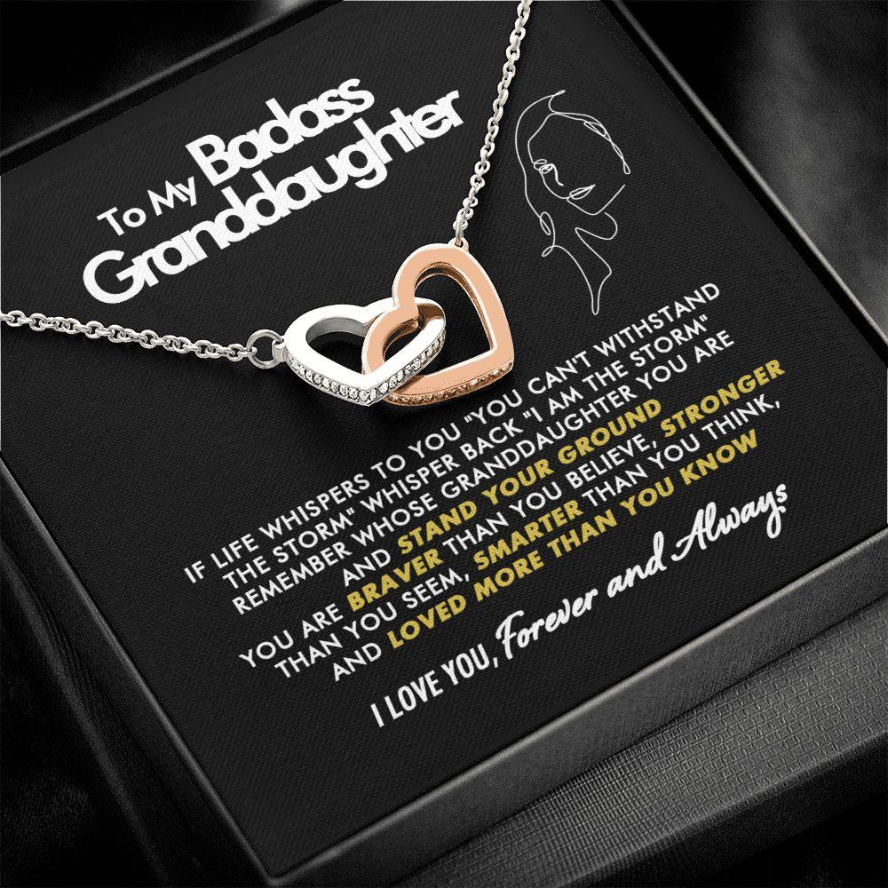 To My Badass Granddaughter - Stand Your Ground - Interlocking Hearts Necklace - Everyoou