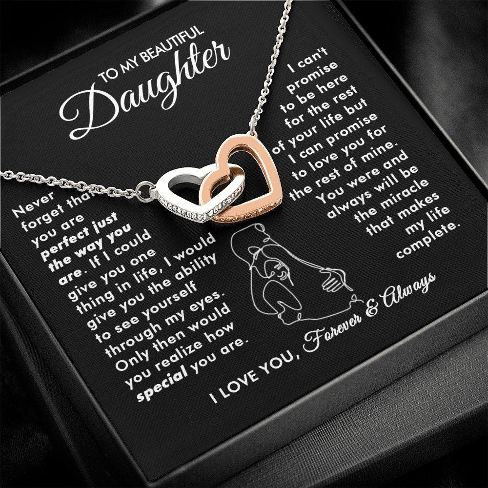 To My Beautiful Daughter - The Way You Are - Interlocking Hearts Necklace - Everyoou