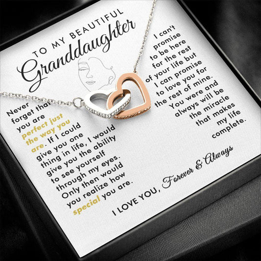 To My Beautiful Granddaughter - Never Forget - Interlocking Hearts Necklace - Everyoou