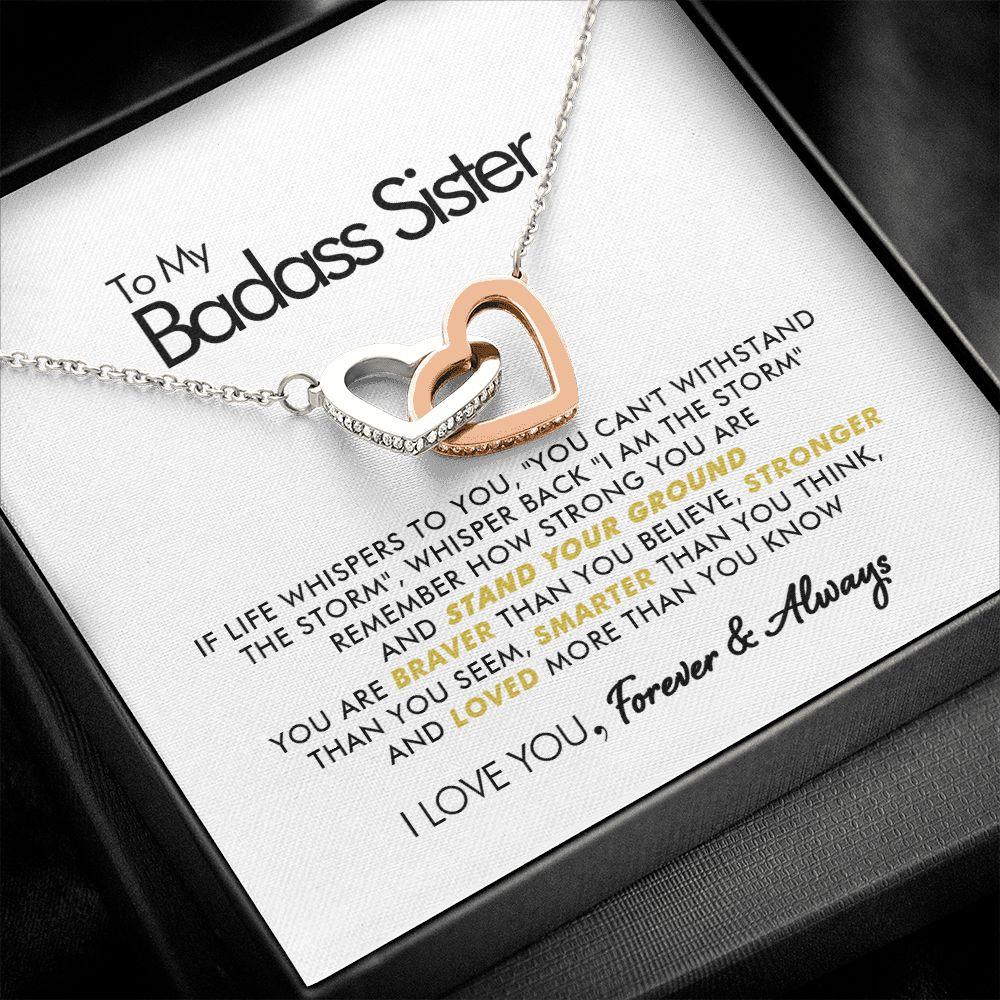 To My Badass Sister - Stand Your Ground - Interlocking Hearts Necklace - Everyoou