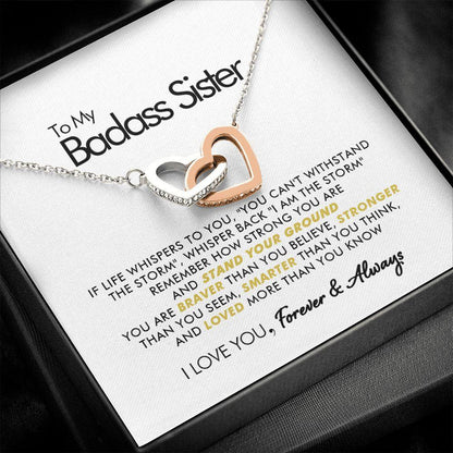To My Badass Sister - Stand Your Ground - Interlocking Hearts Necklace - Everyoou