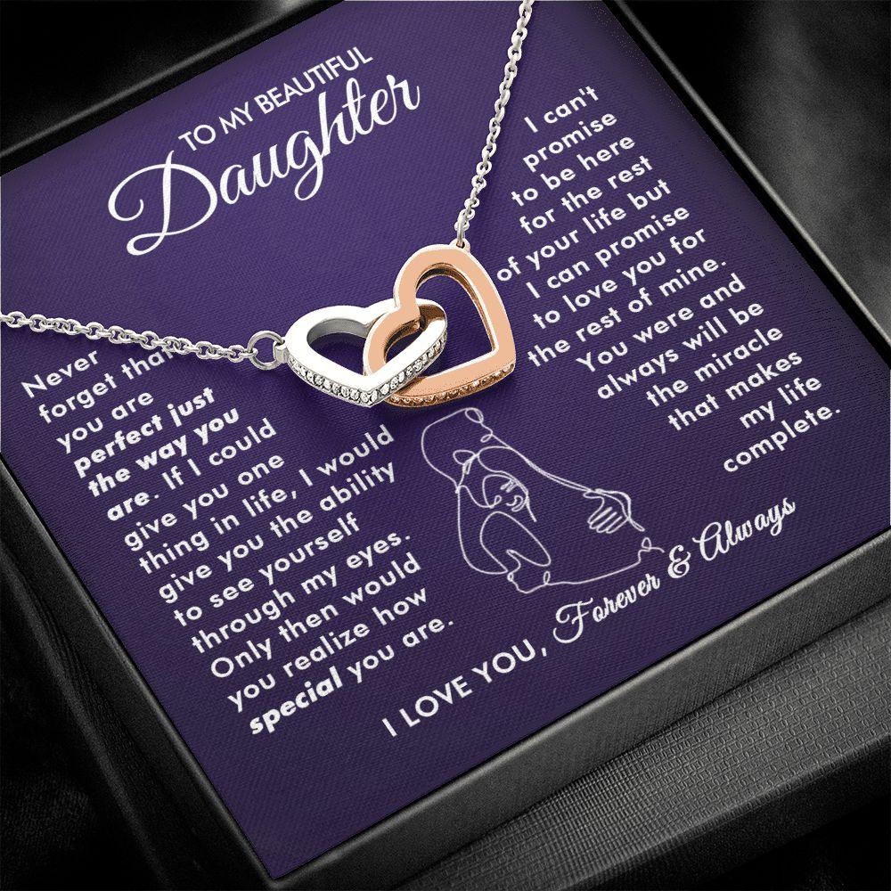 To My Beautiful Daughter - The Way You Are - Interlocking Hearts Necklace - Everyoou