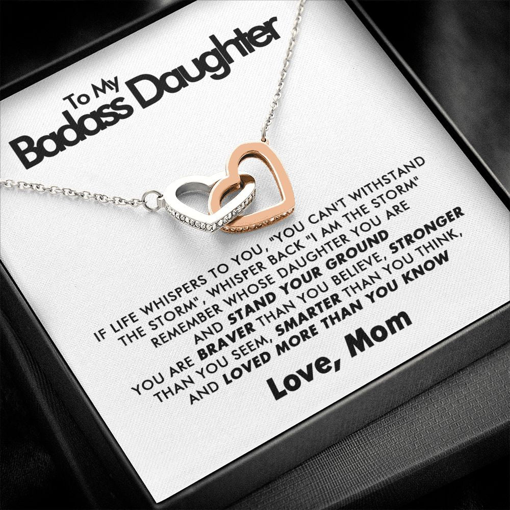 To My Badass Daughter - Interlocking Hearts Necklace - Love Mom - Everyoou