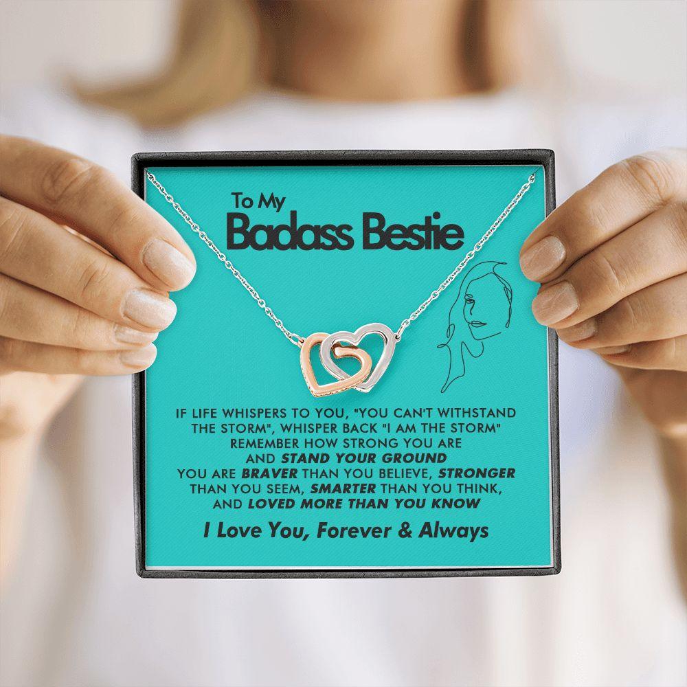 To My Badass Bestie - I Am The Storm - Interlocking Hearts Necklace - Everyoou