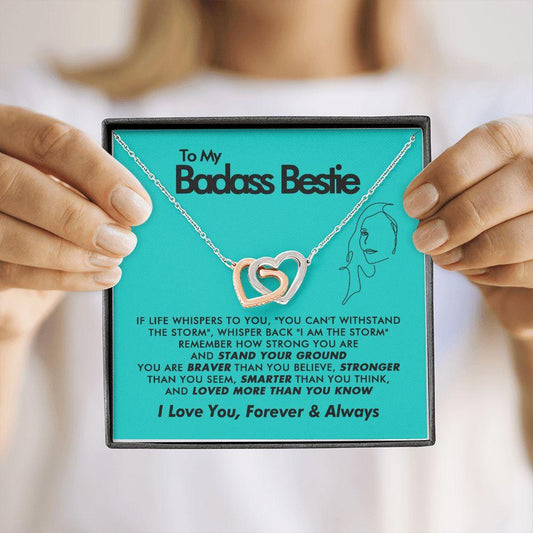 To My Badass Bestie - I Am The Storm - Interlocking Hearts Necklace - Everyoou
