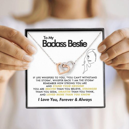 To My Badass Bestie - Braver - Interlocking Hearts Necklace - Everyoou