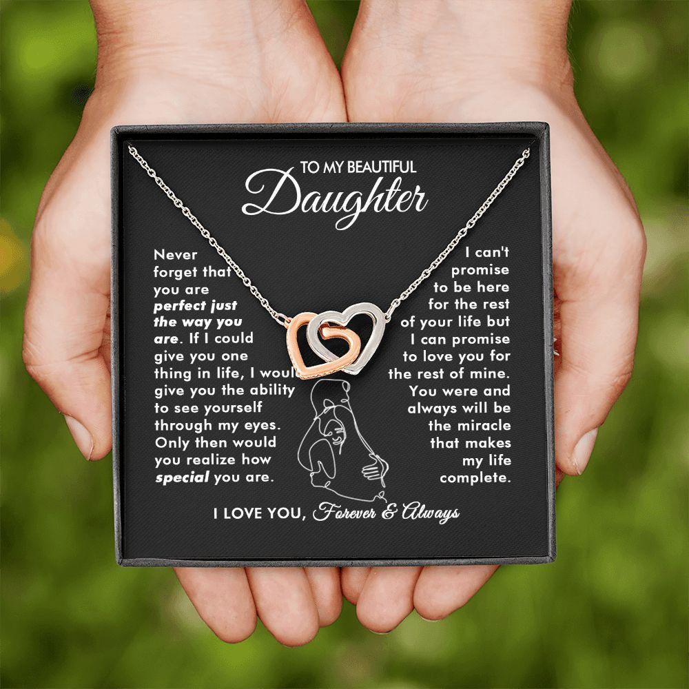 To My Beautiful Daughter - The Way You Are - Interlocking Hearts Necklace - Everyoou