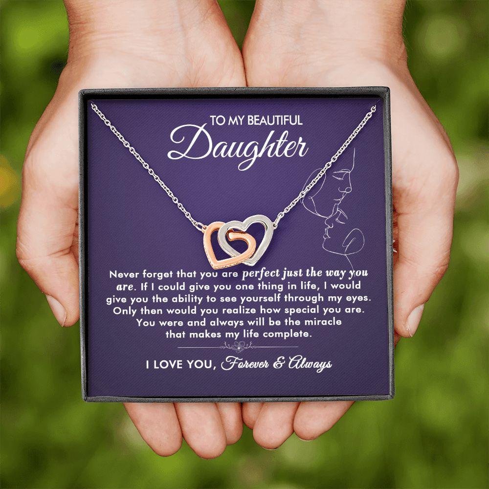 To My Beautiful Daughter - The Way You Are - Interlocking Hearts Necklace - Everyoou