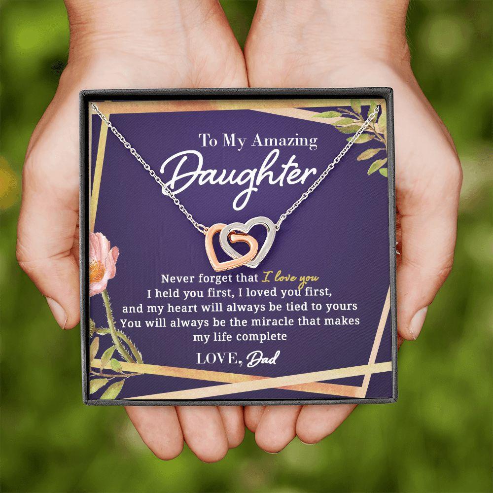 To My Amazing Daughter - Tied To You - Interlocking Hearts Necklace - Everyoou