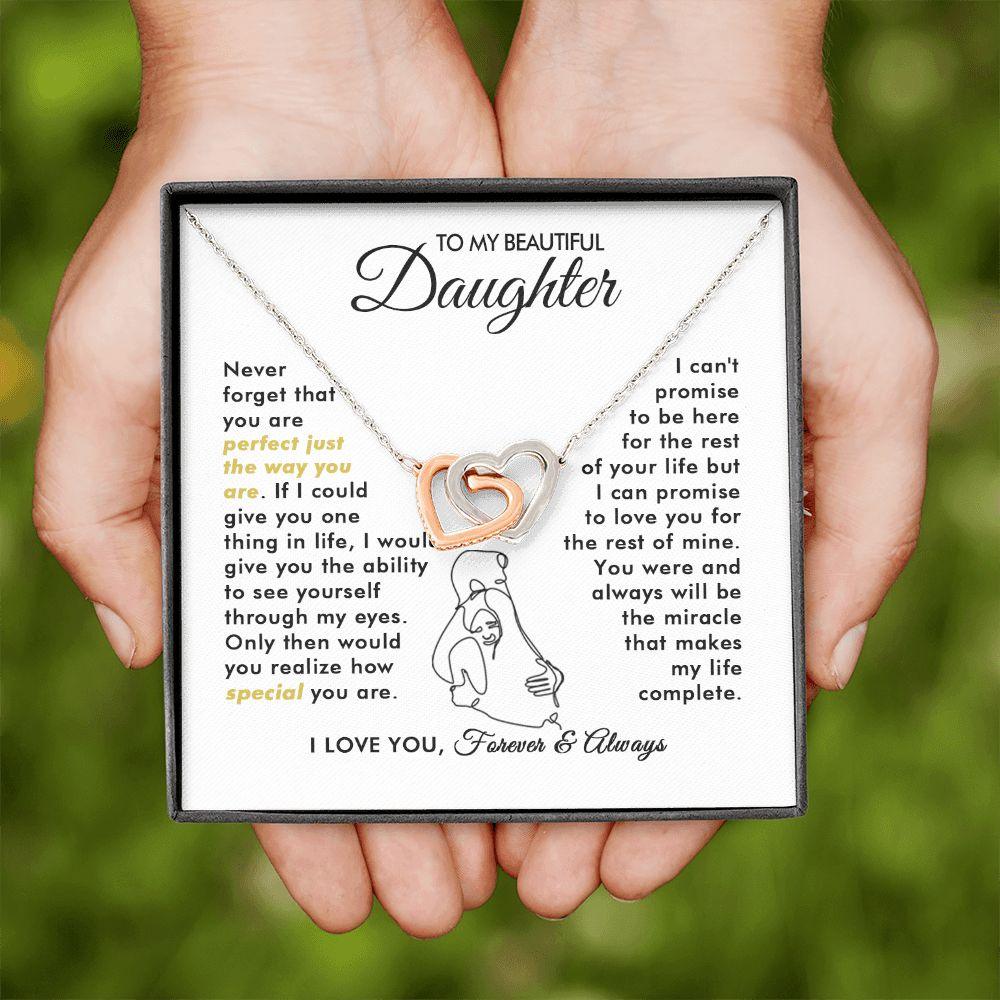 To My Beautiful Daughter - The Way You Are - Interlocking Hearts Necklace - Everyoou
