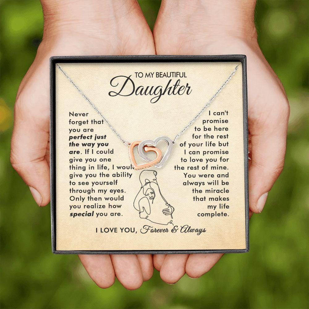 To My Beautiful Daughter - The Way You Are - Interlocking Hearts Necklace - Everyoou