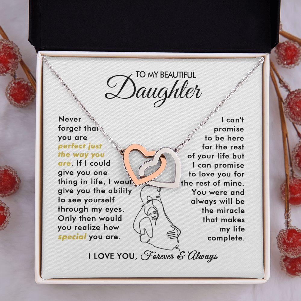 To My Beautiful Daughter - The Way You Are - Interlocking Hearts Necklace - Everyoou