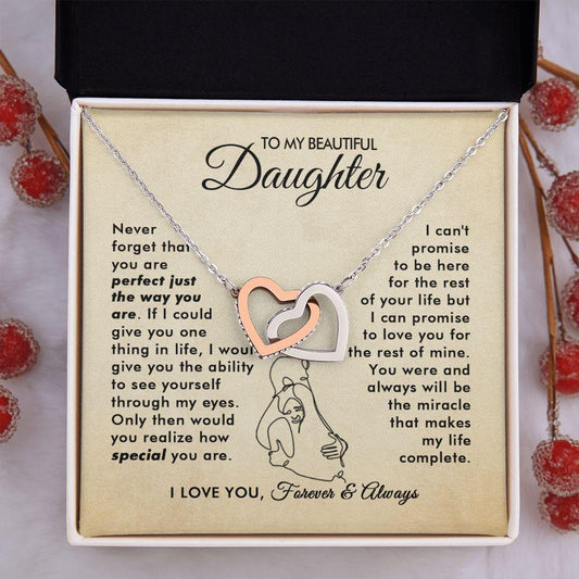 To My Beautiful Daughter - The Way You Are - Interlocking Hearts Necklace - Everyoou