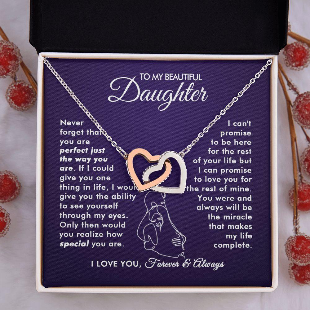 To My Beautiful Daughter - The Way You Are - Interlocking Hearts Necklace - Everyoou