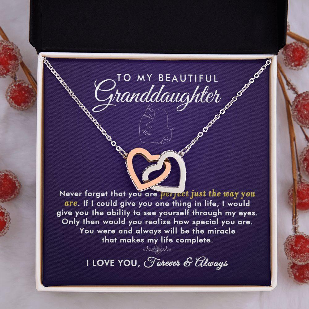 To My Beautiful Granddaughter - Perfect - Interlocking Hearts Necklace - Everyoou