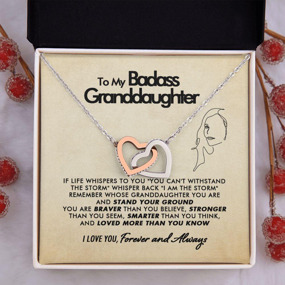 To My Badass Granddaughter - Loved - Interlocking Hearts Necklace - Everyoou